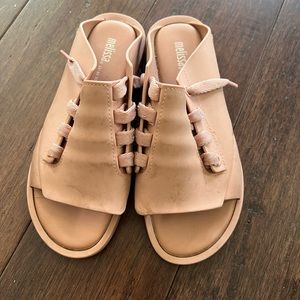 Melissa Ulitsa Nude Slide Sandals Lace Up Size 5